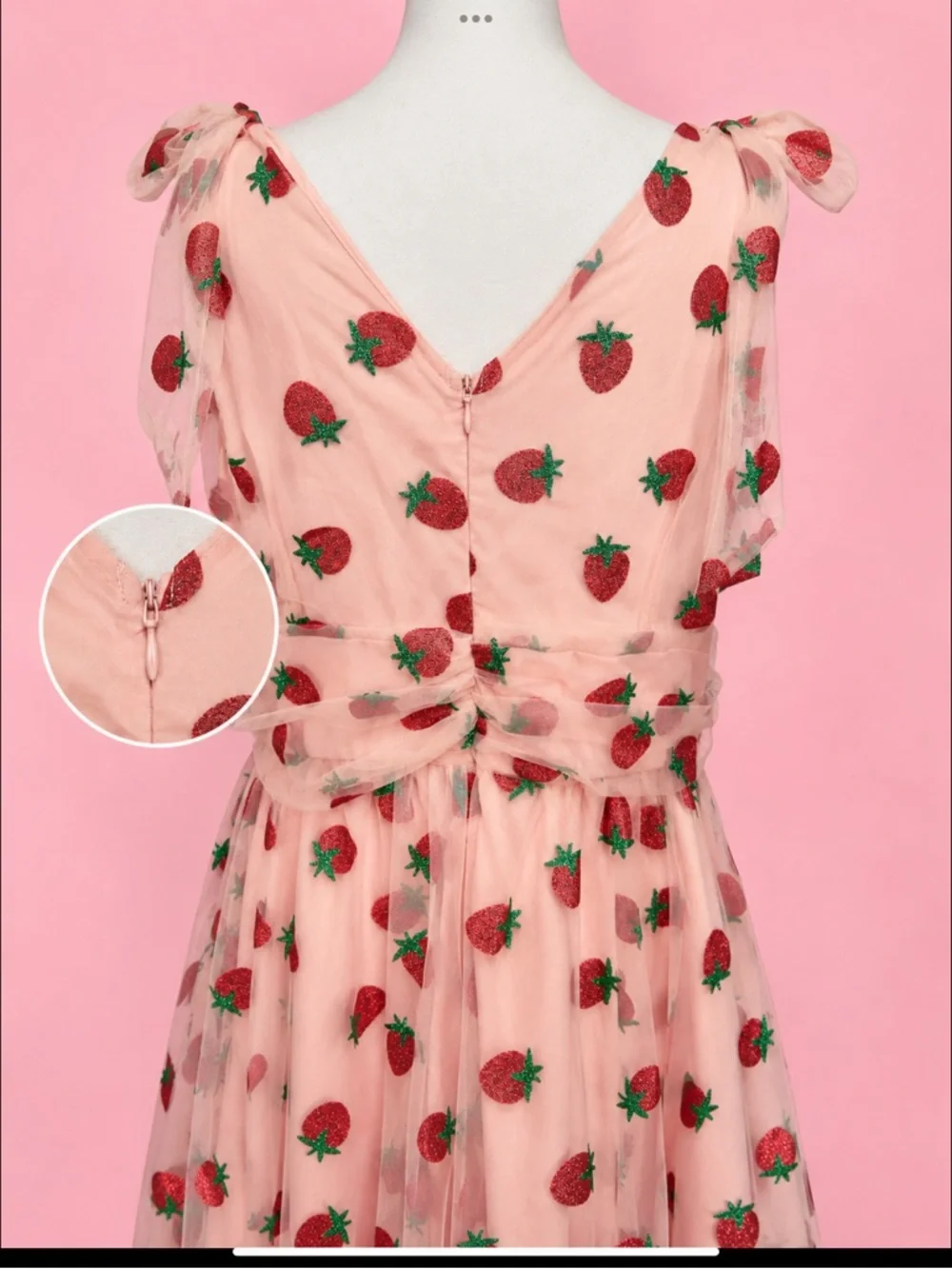 Strawberry Sparkle Tulle Party Dress XXL Pink Retro Stage NWT - Picture 11 of 13